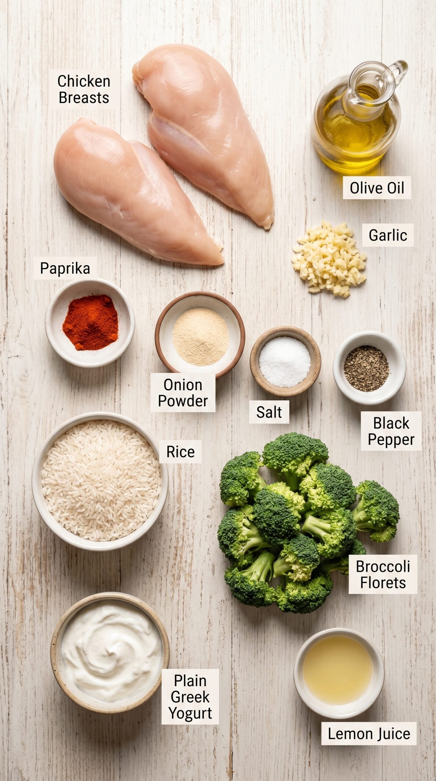 Grilled Chicken Broccoli Bowls with Creamy Garlic Sauce recipe ingredients