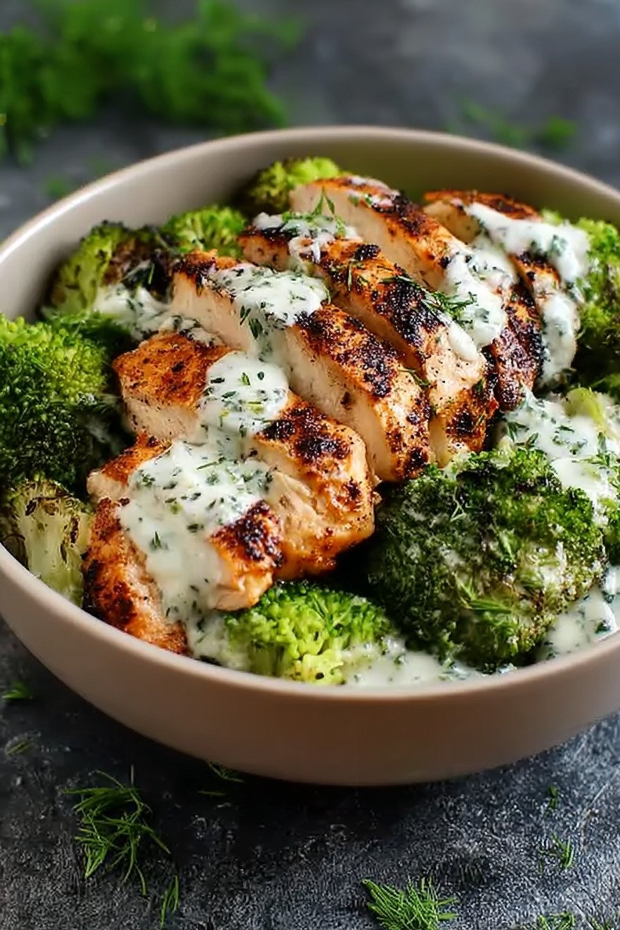 Grilled Chicken Broccoli Bowls with Creamy Garlic Sauce recipe tips