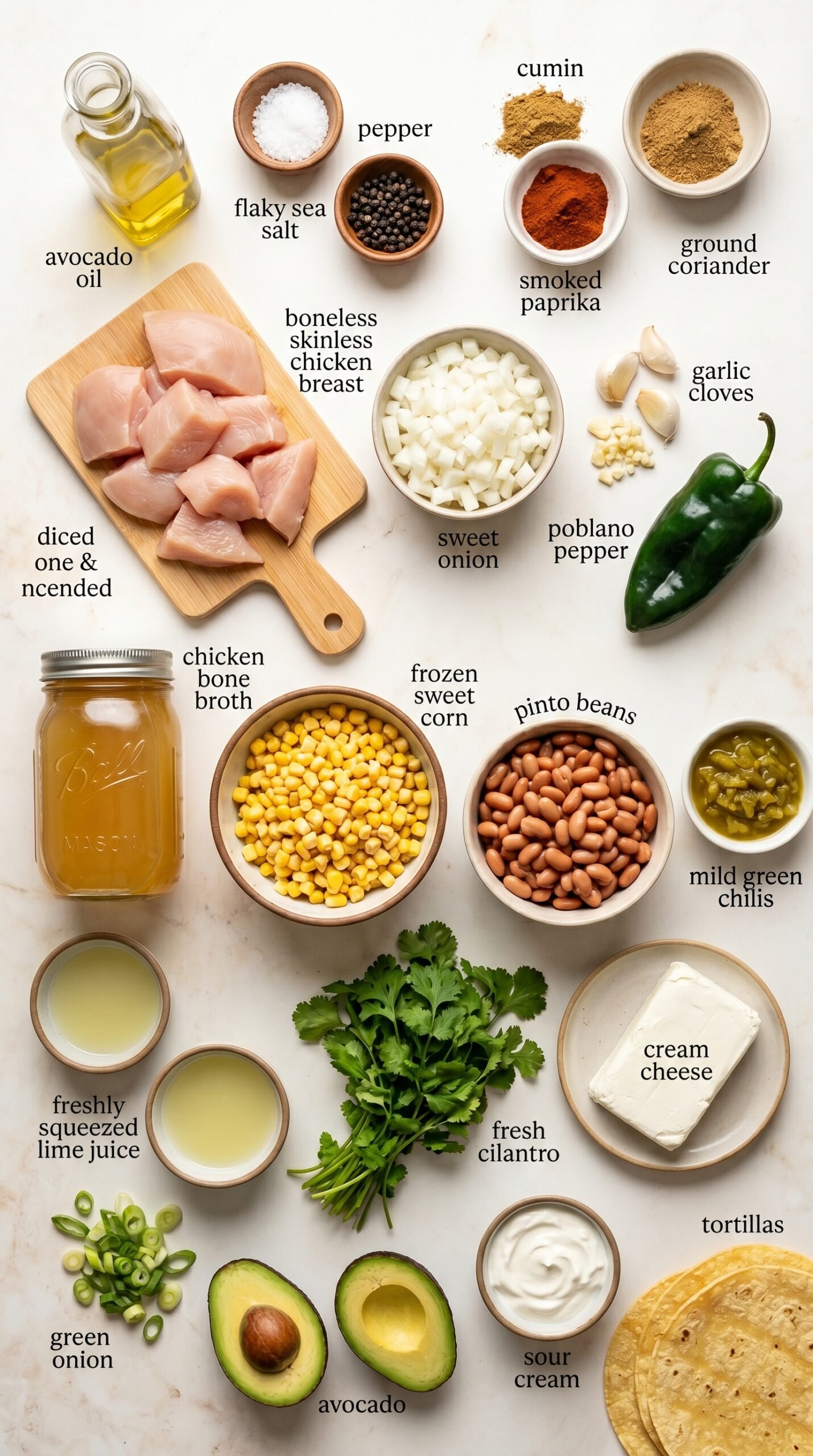 Mexican Street Corn White Chicken Chili recipe ingredients