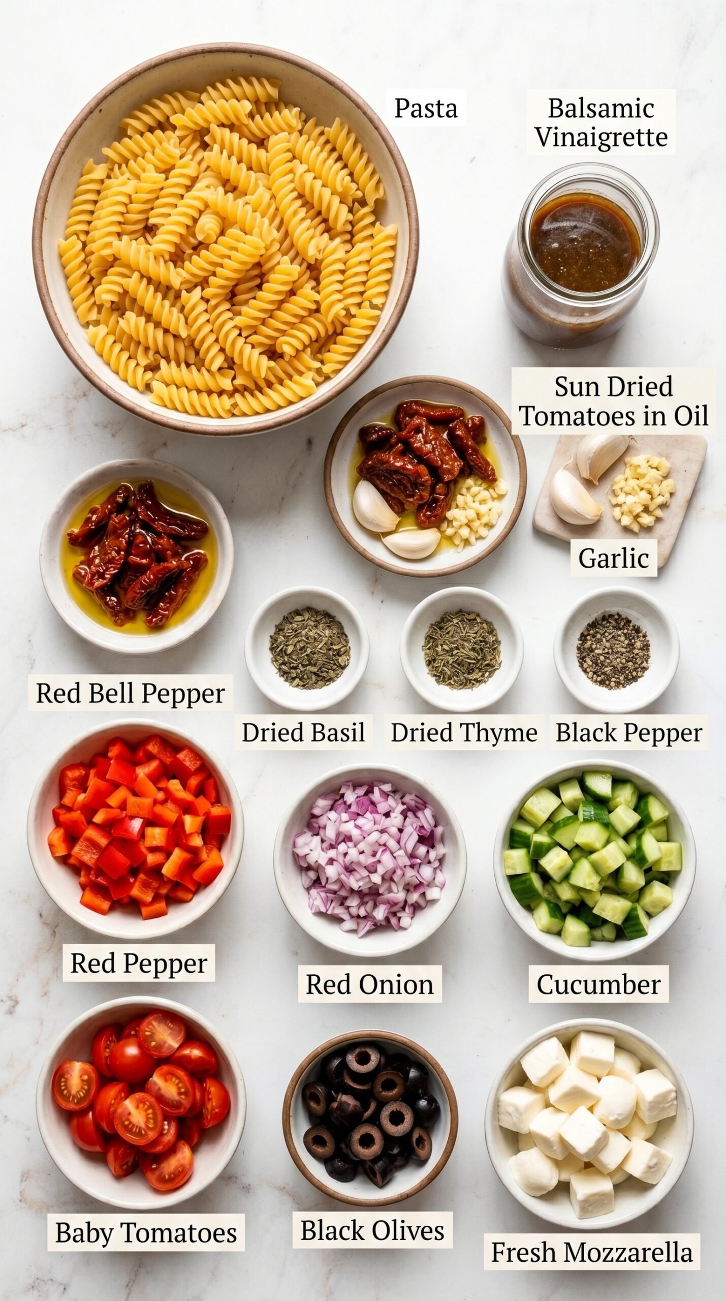 Balsamic Pasta Salad (Easy, Zesty & Perfect for a Crowd!) recipe ingredients