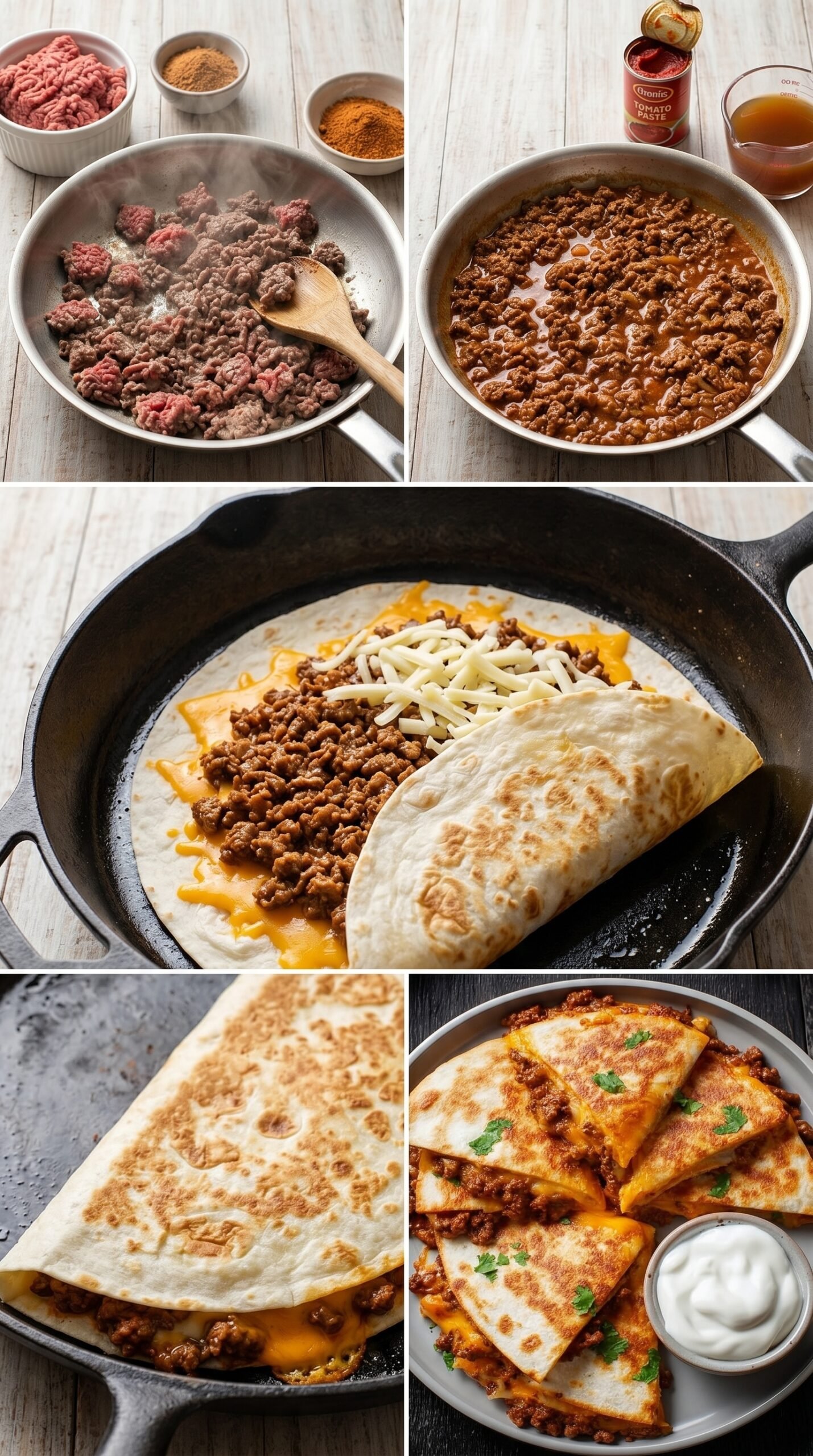 Ground Beef Quesadillas With A Crispy Golden-Brown Crust recipe instructions