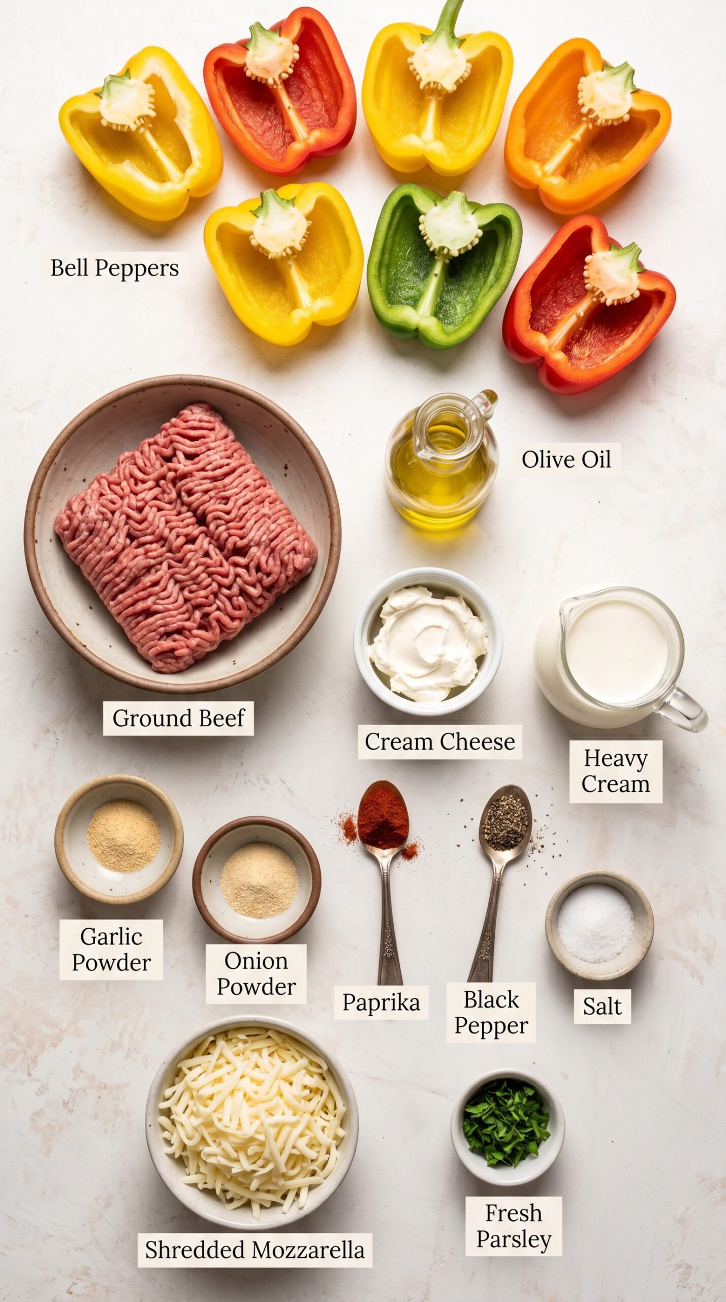 Keto Cream Cheese Stuffed Bell Peppers for an Easy Low Carb Dinner recipe ingredients