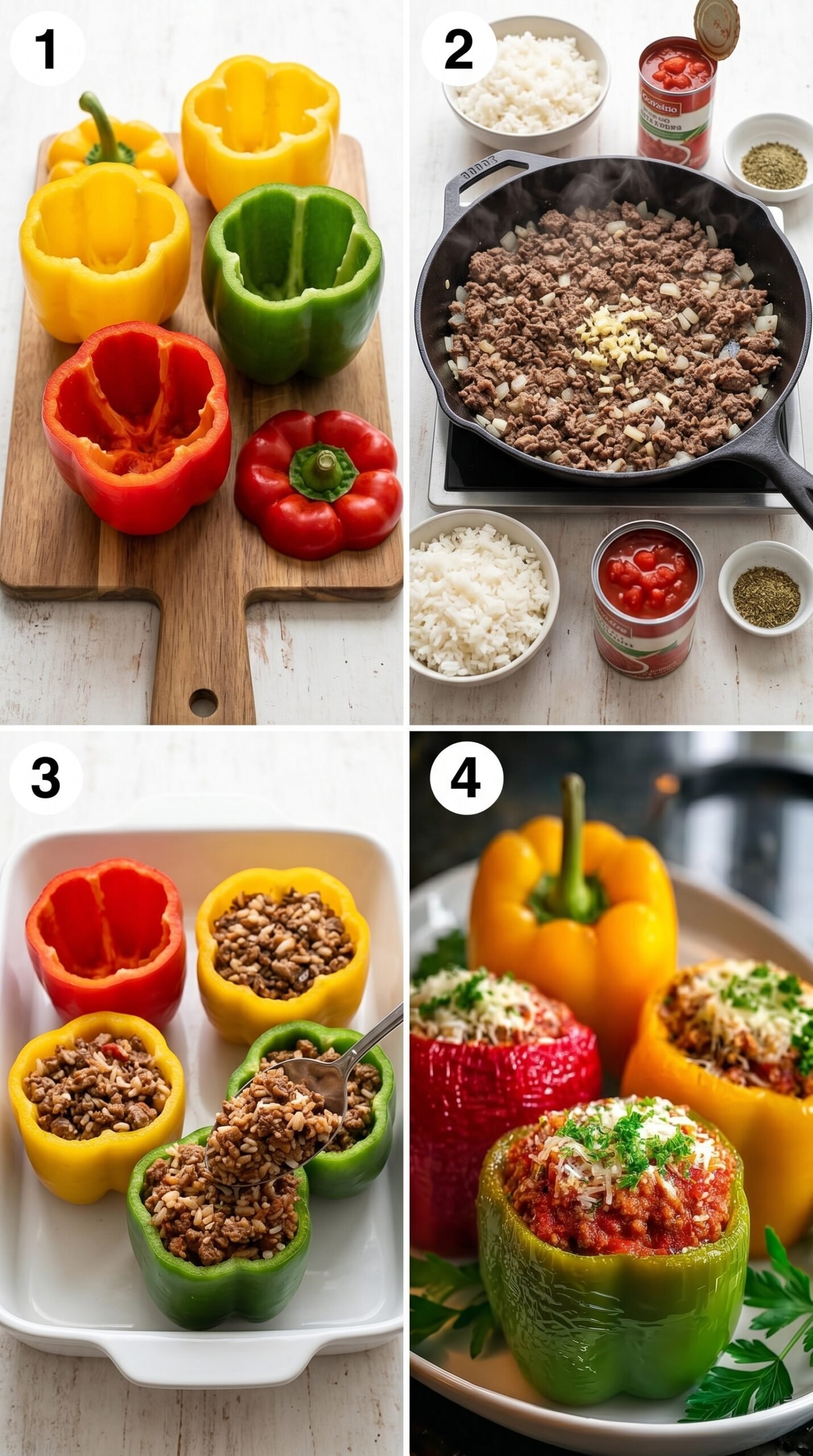 Classic Ground Beef Stuffed Bell Peppers recipe instructions