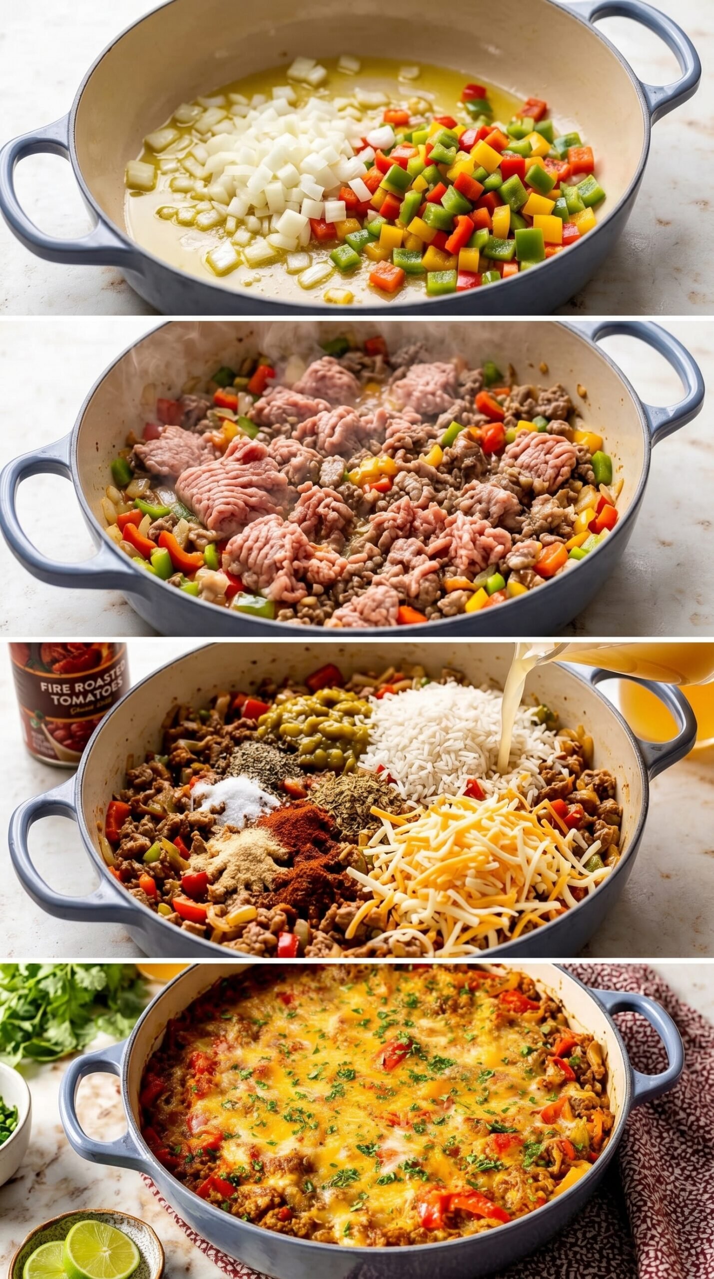Cheesy Stuffed Pepper Casserole for an Easy Ground Turkey Dinner recipe instructions