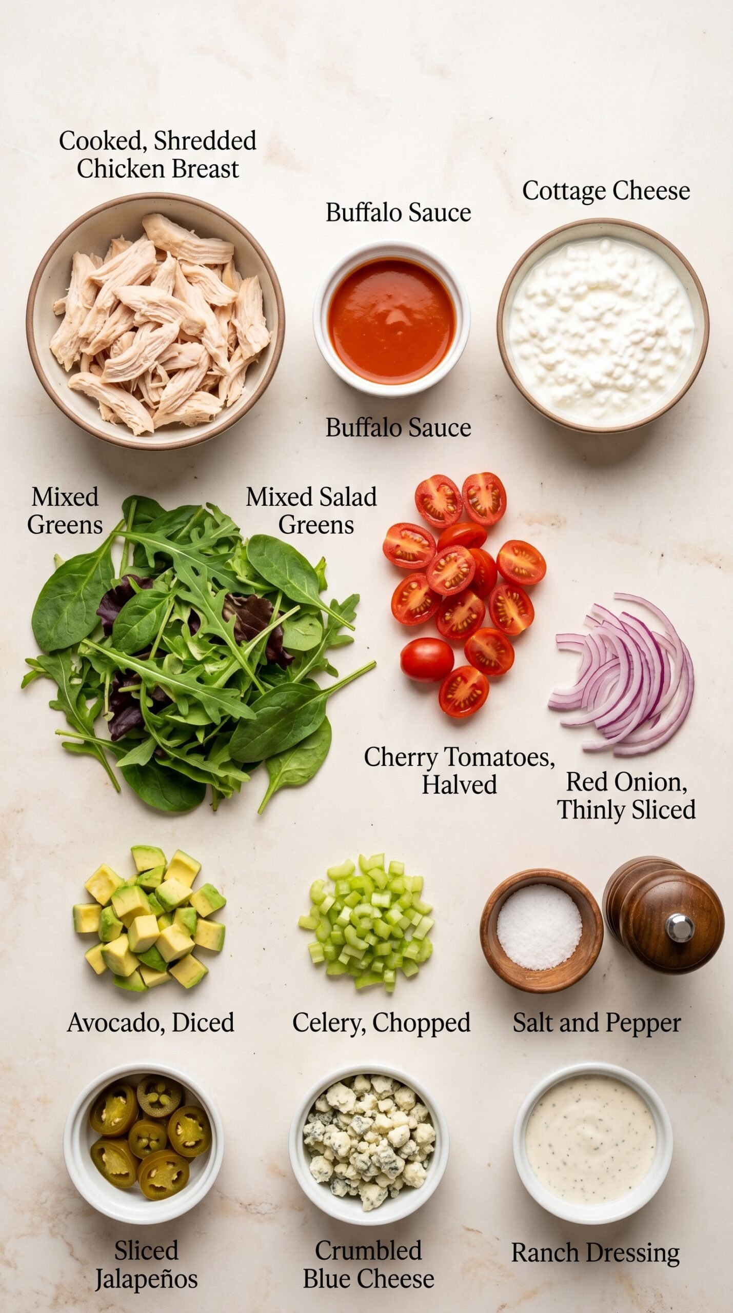 High Protein Buffalo Chicken Salad With Cottage Cheese recipe ingredients