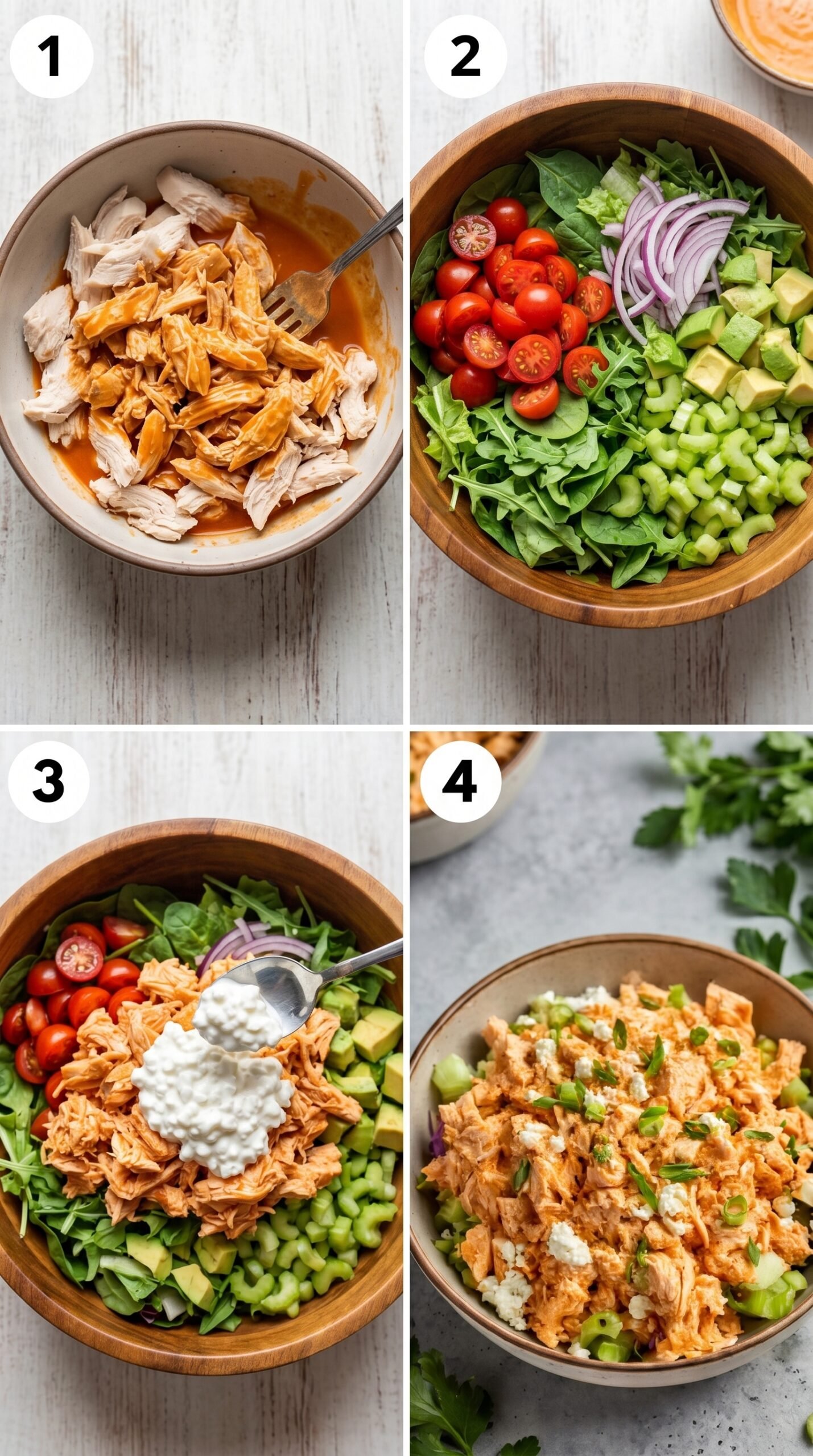 High Protein Buffalo Chicken Salad With Cottage Cheese recipe instructions